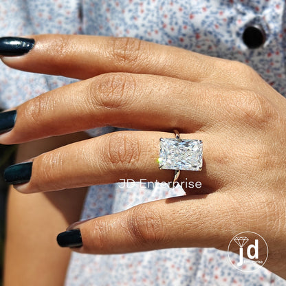 Large Radiant Cut Moissanite Engagement Ring, 7.50 CT Solitaire Wedding Ring, Best Quality Moissanite Ring for Women, Anniversary Gifts Ring