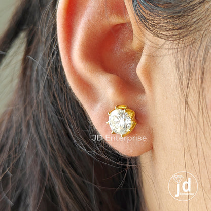 4.30 TCW Round Brilliant Cut Colorless Moissanite Stud Earrings, Wedding Earrings, Screw Back Earrings, Anniversary Gifts, Everyday Earrings