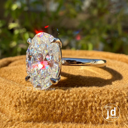 3 CT Oval Cut Moissanite Ring, Oval Solitaire Engagement Ring, Oval Cut Wedding Ring, Oval Moissanite Bridesmaid Ring, Anniversary Ring