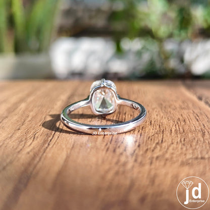 Classic Compass Setting 2.00 CT Colorless Cushion Rose Cut Moissanite Engagement Ring, Solitaire Wedding Ring, Anniversary Ring, Bridal Ring