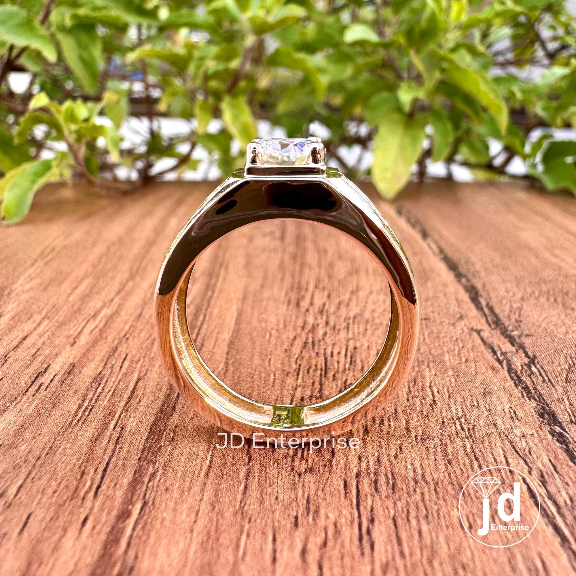 1.76 TW Round Cut Colorless Moissanite Statement Ring, Men's Engagement Ring, Wedding Ring for Him, Anniversary Gift, Father's Day Gift