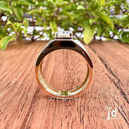 1.76 TW Round Cut Colorless Moissanite Statement Ring, Men's Engagement Ring, Wedding Ring for Him, Anniversary Gift, Father's Day Gift