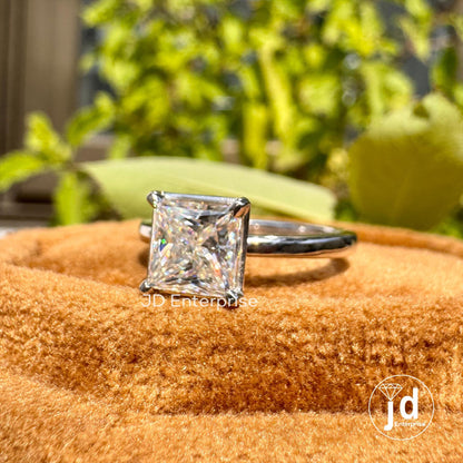 1.25 CT Princess Cut Moissanite Engagement Ring, Solitaire Wedding Ring, Princess Cut Moissanite Ring, Anniversary Gift Ring, Ring for Women