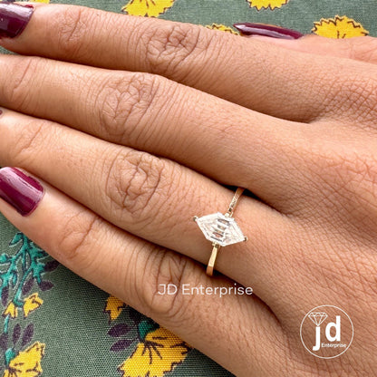 Step Cut Dutch Marquise Solitaire Moissanite Engagement Ring, Bridesmaid Ring, 14k Yellow Gold Proposal Ring Anniversary Gift Ring for Women
