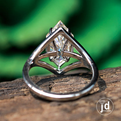 Dutch Marquise Cut Moissanite Engagement Ring, Solitaire Wedding Ring, Bridesmaid Ring, Split Shank Proposal Ring, Anniversary Gifts