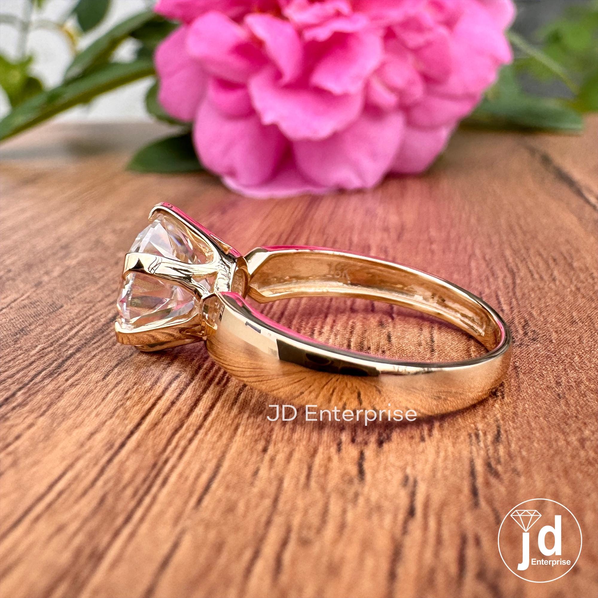Signature 2.00CT Round Colorless Moissanite Ring, Solitaire Engagement Ring, Six Prong Wedding Ring, Anniversary Gift for Women, Custom Ring