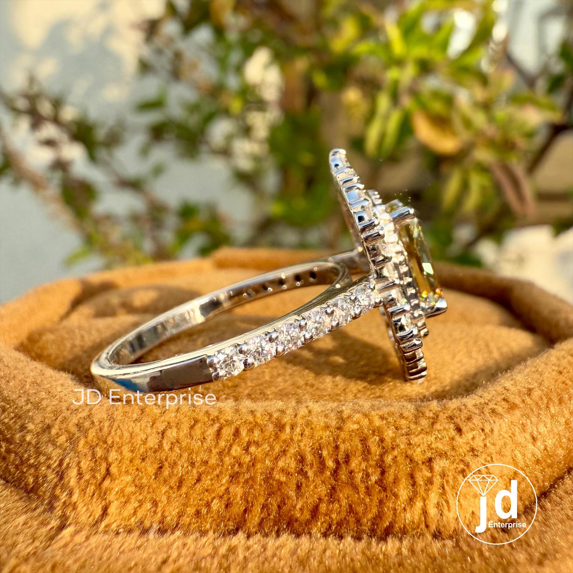 1.50 CT Radiant Cut Canary Yellow Moissanite Engagement Ring, Flower Style Halo Wedding Ring, Milgrain Ring, Art Deco Accent Bridal Ring Set