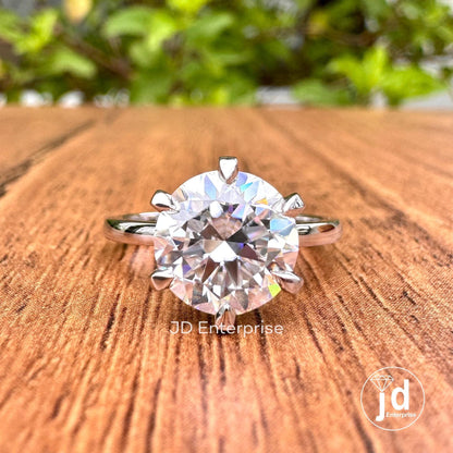 2.50CT Round Cut Colorless Moissanite Solitaire Engagement Ring, Knife Edge Six Prongs Wedding Ring, Anniversary Ring, 10k Solid Gold Ring