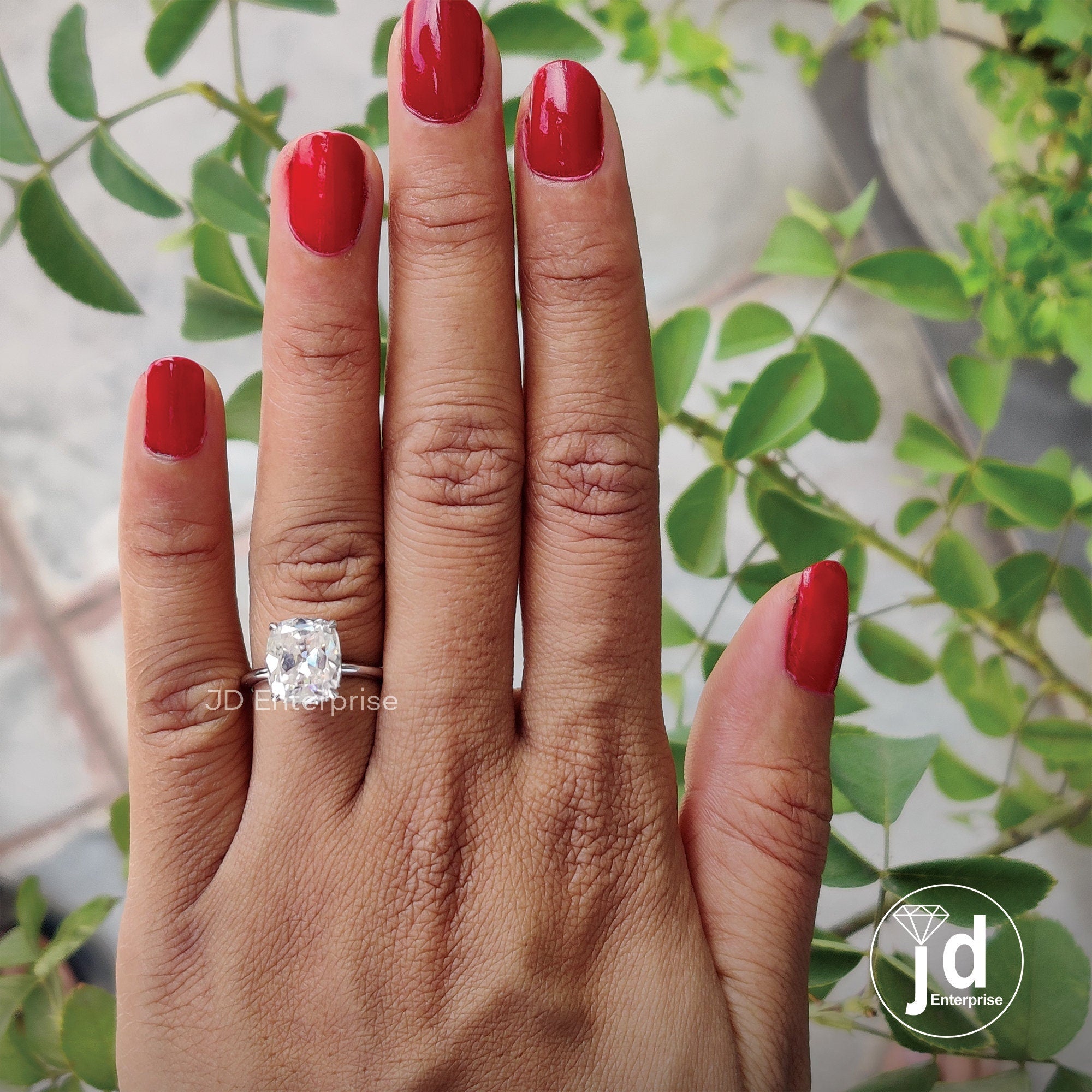 Vintage Style 3.50 CT Colorless Cushion Old Mine Cut Moissanite Engagement Ring, Solitaire Ring, Hidden Halo Wedding Ring, Anniversary Gifts