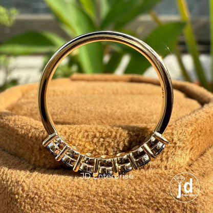 Black Moissanite Gorgeous Stack Ring, 3.00 MM Round Seven Stone Wedding Band, Half Eternity Band, Minimalist Diamond Band, Anniversary Gifts