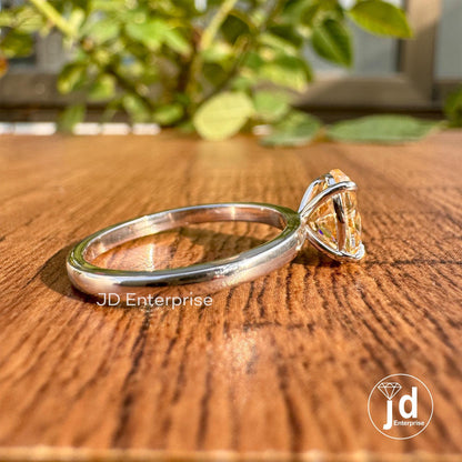Oval Engagement Ring, Moissanite Wedding Ring for Women, 1 CT Champagne Oval Moissanite Solitaire Ring, Anniversary Gift Ring, Propose Ring