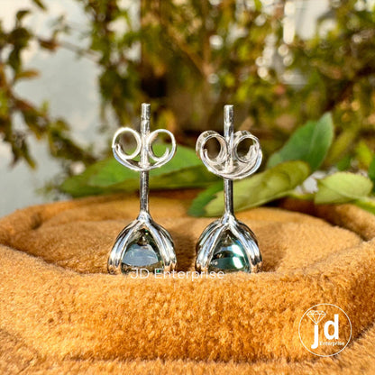2.20 TCW Bluegreen Cushion Cut Moissanite Stud Earrings, Double Claw Prongs, Wedding Earrings, Screw/Push Back Earrings, Anniversary Gift