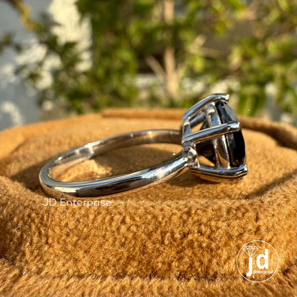 3.00 CT Round Cut Black Moissanite Engagement Ring, Promise Ring, Minimalist Ring for Women, Solitaire Wedding Ring, Anniversary Gift Ring