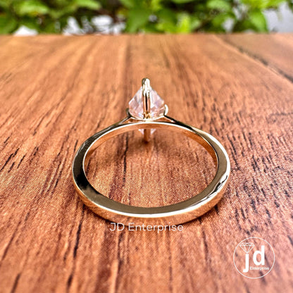 Step Cut Dutch Marquise Solitaire Moissanite Engagement Ring, Bridesmaid Ring, 14k Yellow Gold Proposal Ring Anniversary Gift Ring for Women
