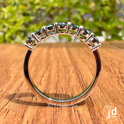 Gorgeous Stack Dark Green Moissanite Ring, VVS1 Sterling Silver Anniversary gift, Wedding Band gift for her Promise ring, half eternity band