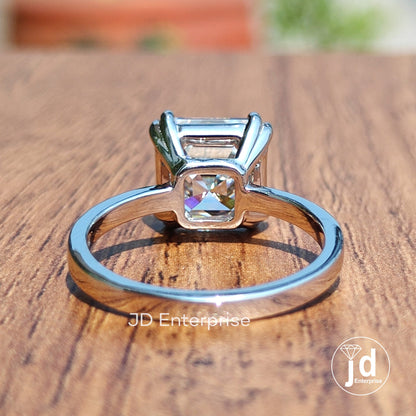 4.50 CT Asscher Cut Moissanite Engagement Ring, Double Claw Prong Solitaire Wedding Ring for Her, Anniversary Gifts, Handmade Ring