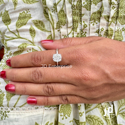 3.00 CT Cushion Cut Moissanite Engagement Ring, 10k/14k/18k Gold Solitaire Ring, Clow Prong Wedding Ring, 9x8mm Cushion Cut Anniversary Ring