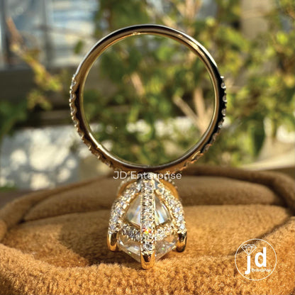 7.94 CT Large Marquise Moissanite Engagement Ring, Big Marquise Solitaire, Celebrity Style Marquise Ring, Chunky Hidden Halo Wedding Ring