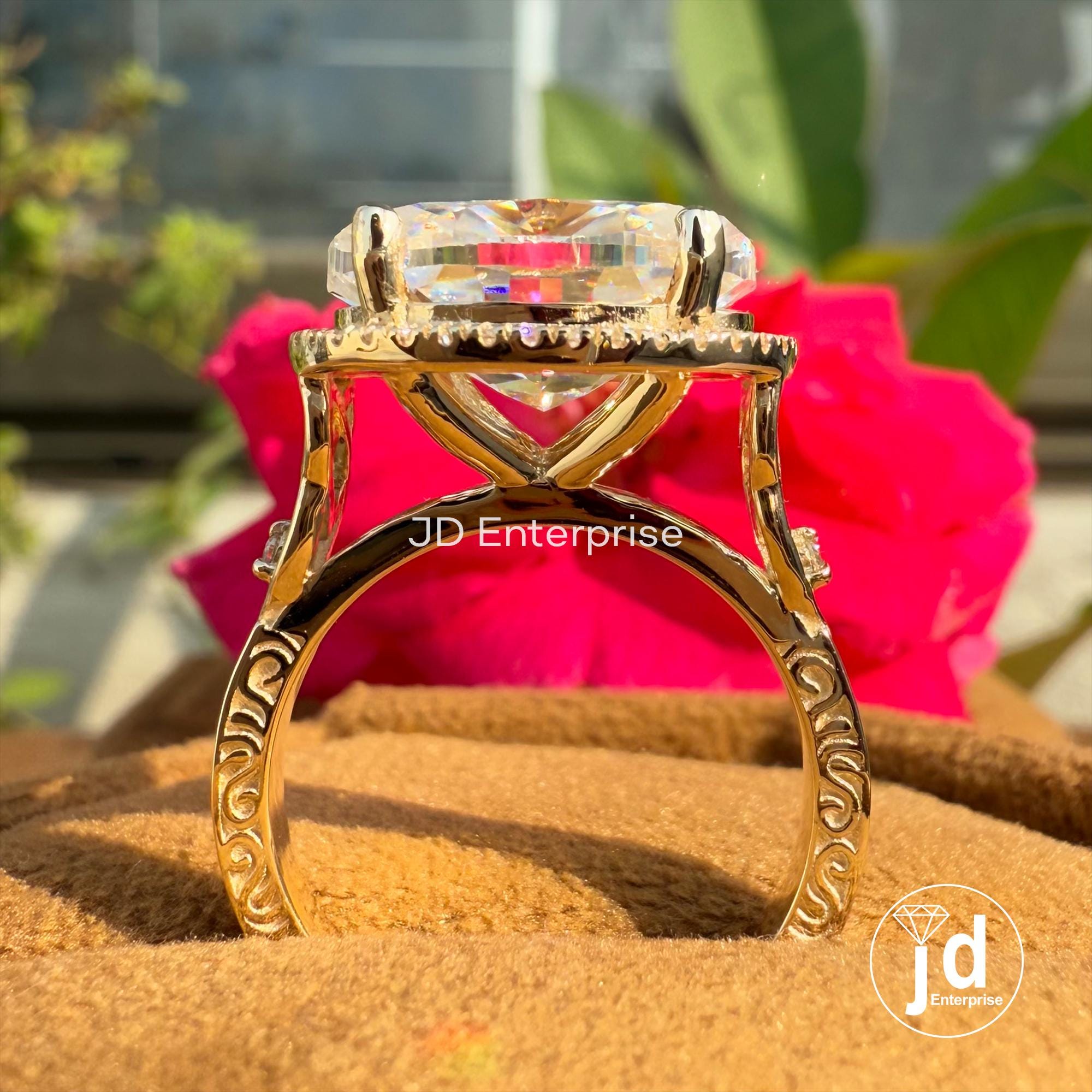 Vintage 5.00 CT Oval Cut Hidden Halo Engagement Moissanite Ring, Art Deco Wedding Ring, Filigree Rings for Women, Milgrain Ring, Bridal Ring