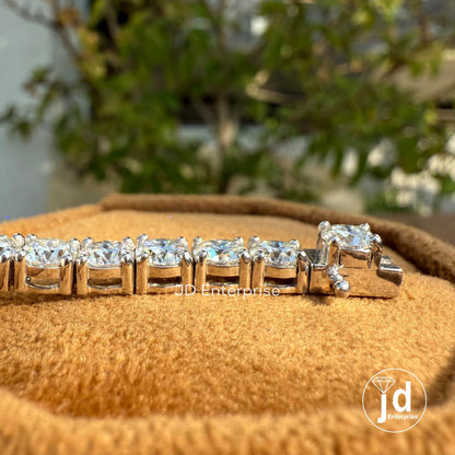 4.50 MM Round Moissanite Tennis Bracelet, Gold Engagement Bracelet, Box Lock, Bridal Set Bracelet, Anniversary Gift Bracelet for Women