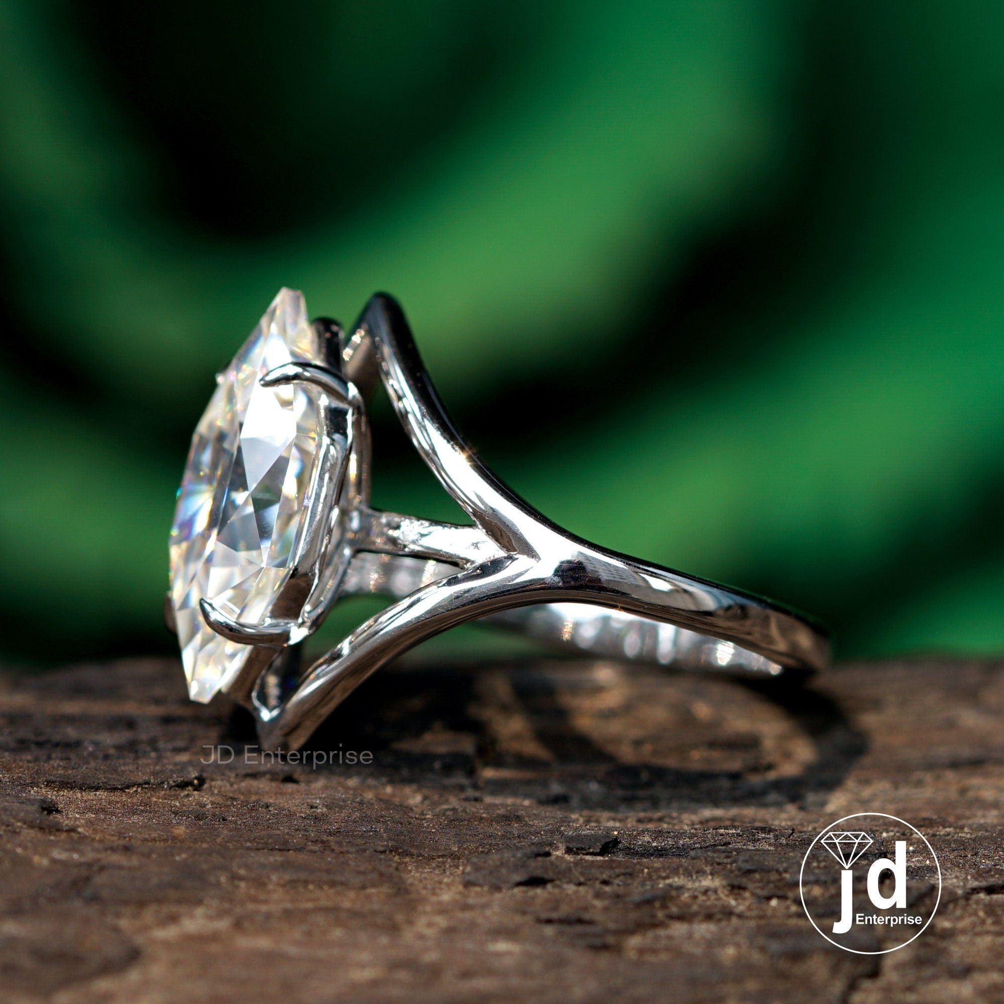Dutch Marquise Cut Moissanite Engagement Ring, Solitaire Wedding Ring, Bridesmaid Ring, Split Shank Proposal Ring, Anniversary Gifts
