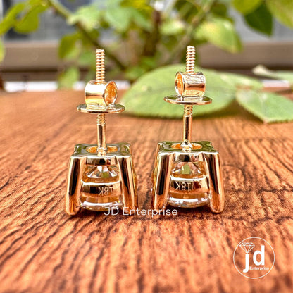 Gold Stud Earrings for Women, Daily Wear Earrings, 3.00TW Moissanite Stud Earrings Screw Back, Birthday Gifts Her, Graduations Gifts for Her