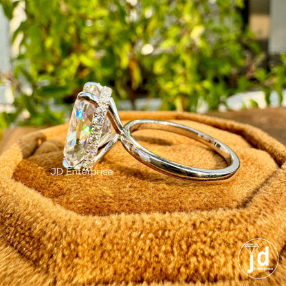 6.00 CT Cushion Cut Moissanite Solitaire Ring, Hidden Halo Engagement Ring, Weeding Ring, Celebrity Style Gold Ring, Anniversary Gift Ring