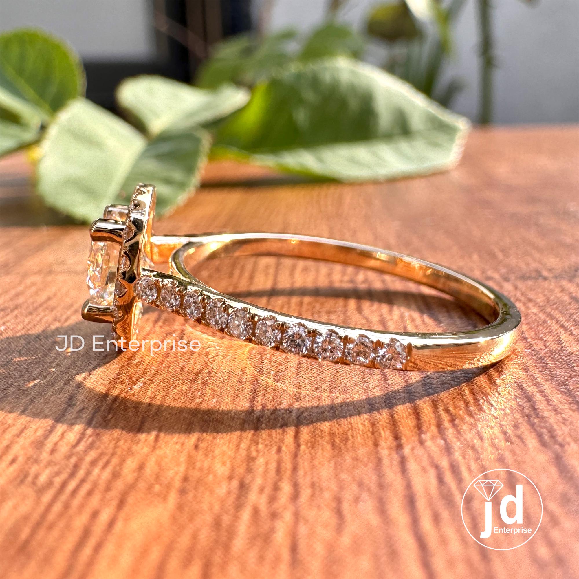 Round Cut Halo Moissanite Ring, 6 MM Heart and Arrow Moissanite Engagement Ring, Daily Wear Ring, 3/4 Eternity Ring for Women, Promise Ring
