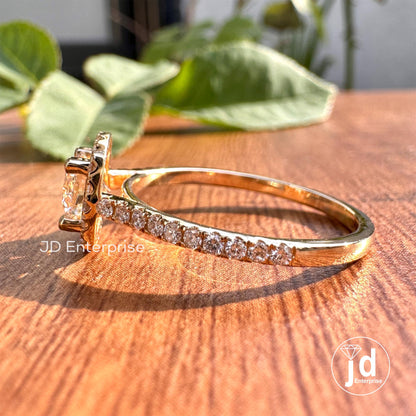 Round Cut Halo Moissanite Ring, 6 MM Heart and Arrow Moissanite Engagement Ring, Daily Wear Ring, 3/4 Eternity Ring for Women, Promise Ring