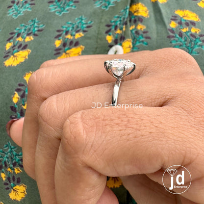 2.50CT Round Cut Colorless Moissanite Solitaire Engagement Ring, Knife Edge Six Prongs Wedding Ring, Anniversary Ring, 10k Solid Gold Ring