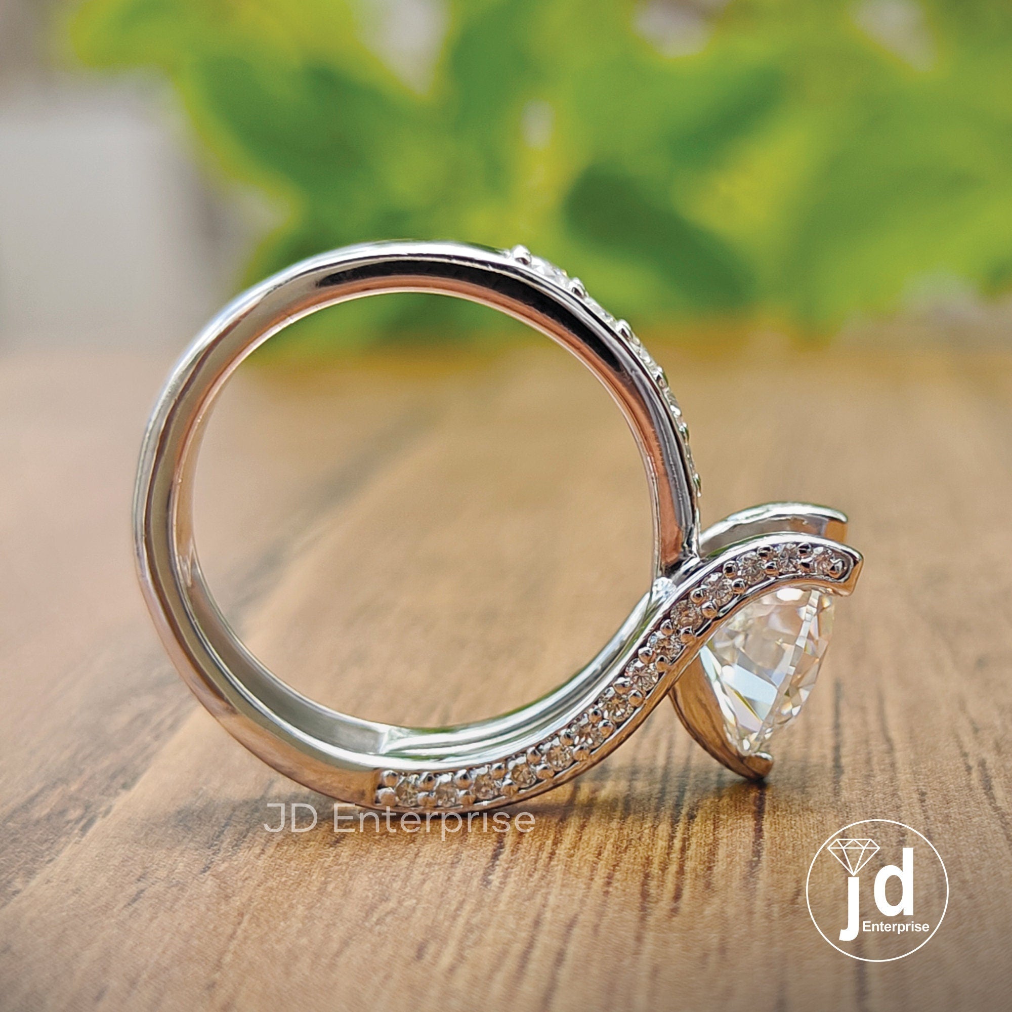 2.26 TCW Colorless Round Cut Moissanite Ring, Tension Set with Bypass Shank Ring, Split Pave Engagement Ring, Bridal Ring, Anniversary Gift