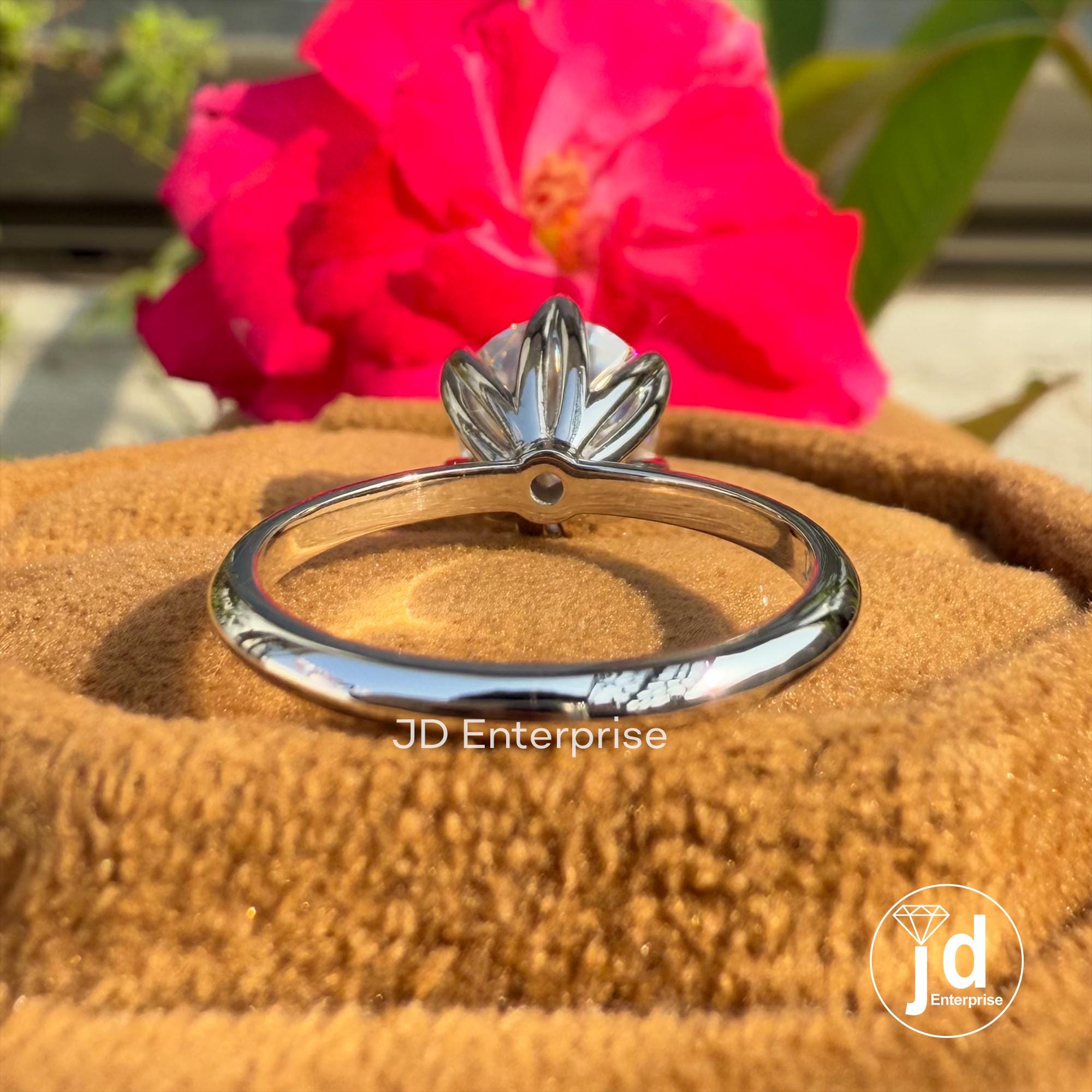 High Profile Setting, 2.50 CT Colorless Round Moissanite Engagement Ring, Solitaire Wedding Ring, Anniversary Ring for Women, 6 Claw Prongs