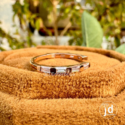 Open Gap Baguette Moissanite Wedding Band, Half Eternity Band, Rose Gold Band, Stackable Band, Anniversary Gifts, Matching Band, Bridal Band