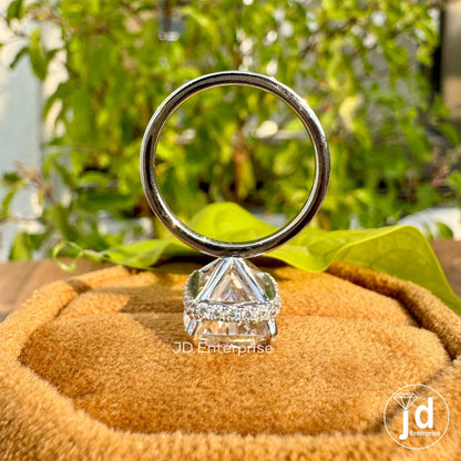 6.00 CT Cushion Cut Moissanite Solitaire Ring, Hidden Halo Engagement Ring, Weeding Ring, Celebrity Style Gold Ring, Anniversary Gift Ring