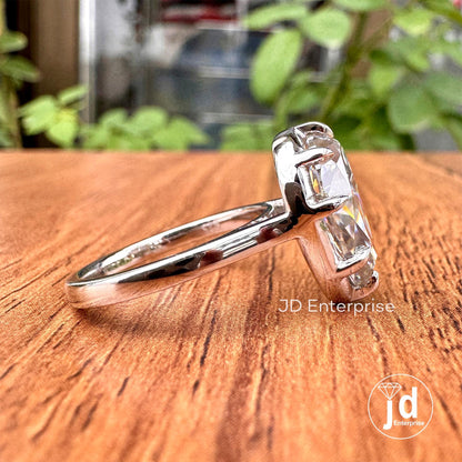 4.00 CT Old Mine Pear Moissanite Ring, Light Grey Moissanite Bridesmaid Ring, Solitaire Engagement Ring, Eight Prong Moissanite Ring