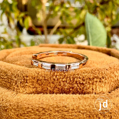 Open Gap Baguette Moissanite Wedding Band, Half Eternity Band, Rose Gold Band, Stackable Band, Anniversary Gifts, Matching Band, Bridal Band