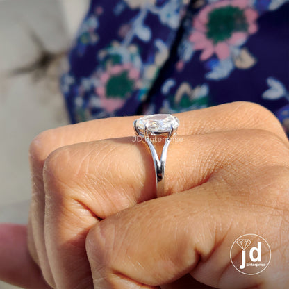 1.70 CT Colorless Pear Rose Cut Moissanite Engagement Ring, Split Shank Wedding Ring, Flat Old Cut Moissanite Ring, Anniversary Ring, Bridal