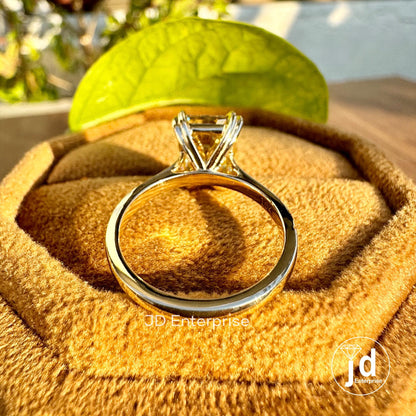 2.60 CT Radiant Crushed Ice Canary Yellow Moissanite Ring, Solitaire Engagement Ring, Yellow Gold Wedding Ring for Women, Double Claw Prongs