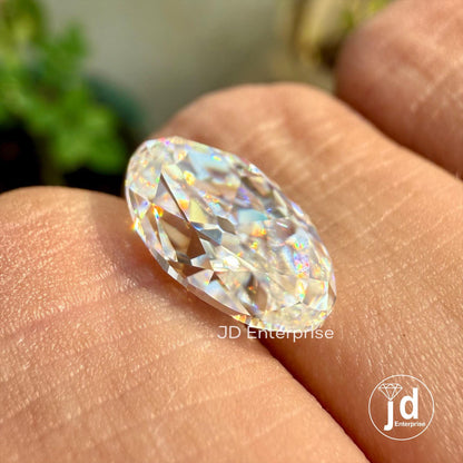 3.40 CT Colorless Old Mine Moval Cut Loose Moissanite for Vintage Jewelry, VVS Clarity Solitaire Moissanite for Engagement or Wedding Ring