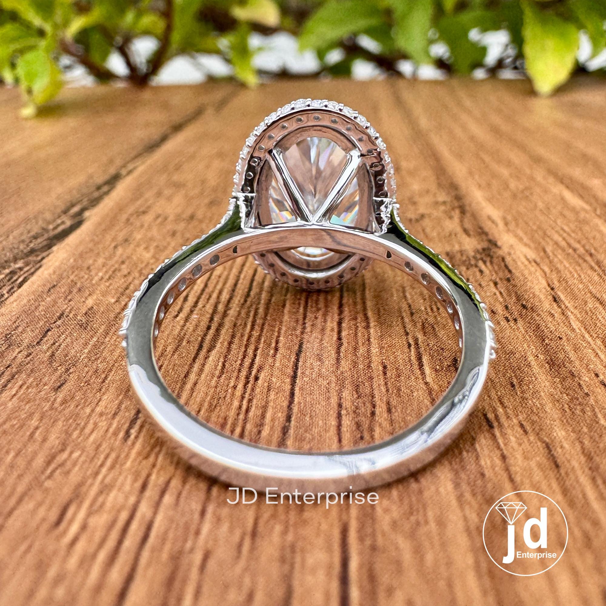 5.00 CT Oval Cut Colorless Moissanite Engagement Ring, Halo Wedding Ring, Solid Yellow/White/Rose Gold, Hidden Halo Anniversary Ring