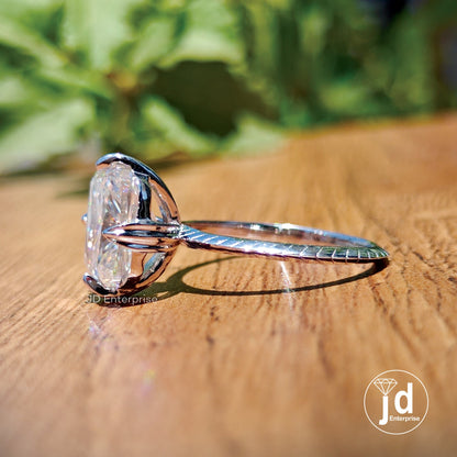 3.50 CT Colorless Cushion Cut Moissanite Engagement Ring, Solitaire Wedding Ring, Knife Edge Shank, Proposal Ring, Anniversary Gifts Ring
