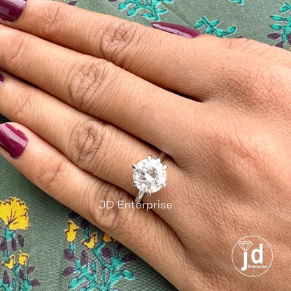 2.50CT Round Cut Colorless Moissanite Solitaire Engagement Ring, Knife Edge Six Prongs Wedding Ring, Anniversary Ring, 10k Solid Gold Ring