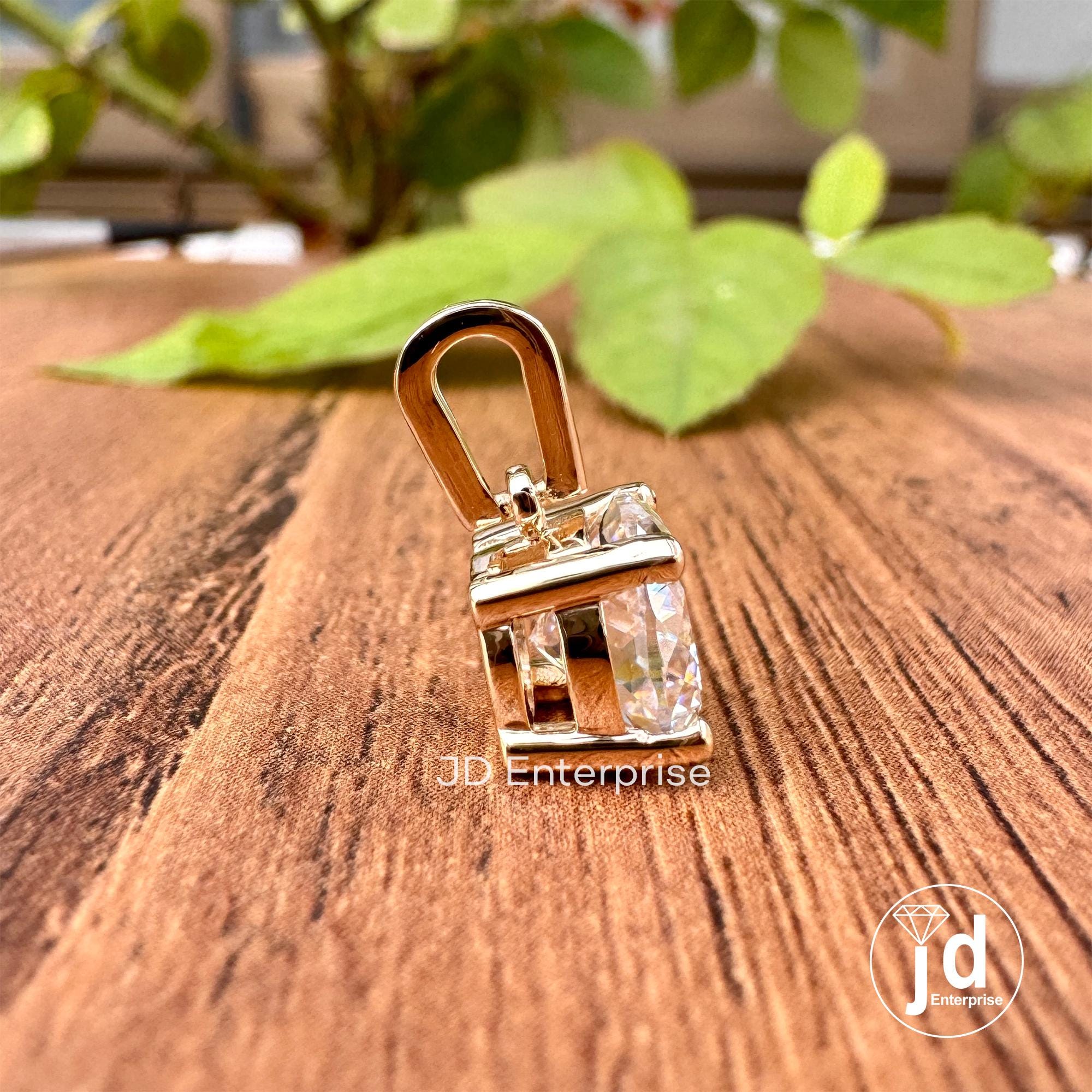 2.00 CT Solitaire Moissanite Pendant, 8.00MM Colorless Portuguese Cut Vintage Wedding Pendant, Yellow/White/Rose Gold Pendant for Necklace