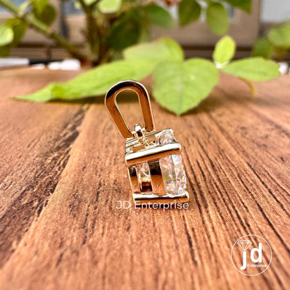 2.00 CT Solitaire Moissanite Pendant, 8.00MM Colorless Portuguese Cut Vintage Wedding Pendant, Yellow/White/Rose Gold Pendant for Necklace