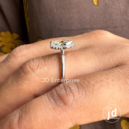 Stunning 1.00 CT Marquise Rose Cut Moissanite Engagement Ring, Half Halo Wedding Ring, Milgrain Ring, Anniversary Ring, Promise Ring