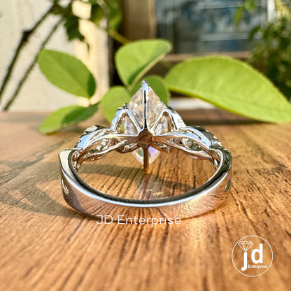 3.00 TCW Colorless Marquise Cut Moissanite Engagement Ring, Infinity Twisted Pave Setting, Wedding Ring, Anniversary Ring, Promise Ring