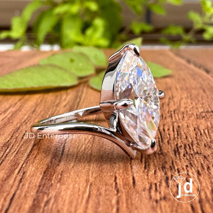 2.80 CT Marquise Cut Moissanite Engagement Ring, White/Yellow/Rose Gold Unique Wedding Ring, Solitaire Ring, Basket Set Anniversary Ring