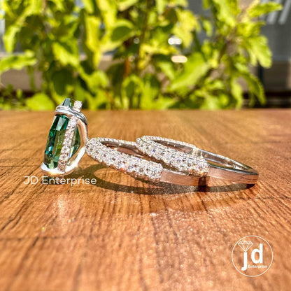 Dutch Marquise Cut Moissanite Hidden Halo Engagement Ring, Comfort Fit Wedding Ring Set, Three Row Pave Bridal Ring Set, Wedding Band