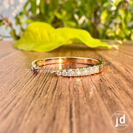 Colorless Open Gap Unique Engagement Claw Band, Wedding Matching Stacking Band for Women, Spacer Half Eternity Band, Cuff Engagement Band