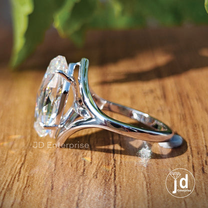 Stunning 3.00 CT Colorless Rose Cut Marquise Moissanite Engagement Ring, Solitaire Wedding Ring, Split Shank Anniversary Gift Ring for Women